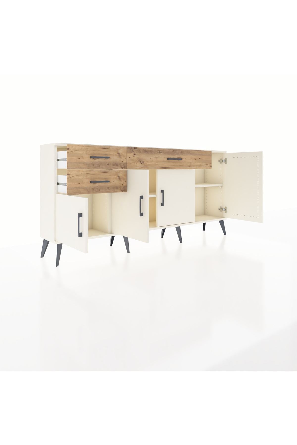 Arges Konsol 3 Raflı 3 Çekmeceli 4 Kapaklı 176x30x83 - S148M025V06A