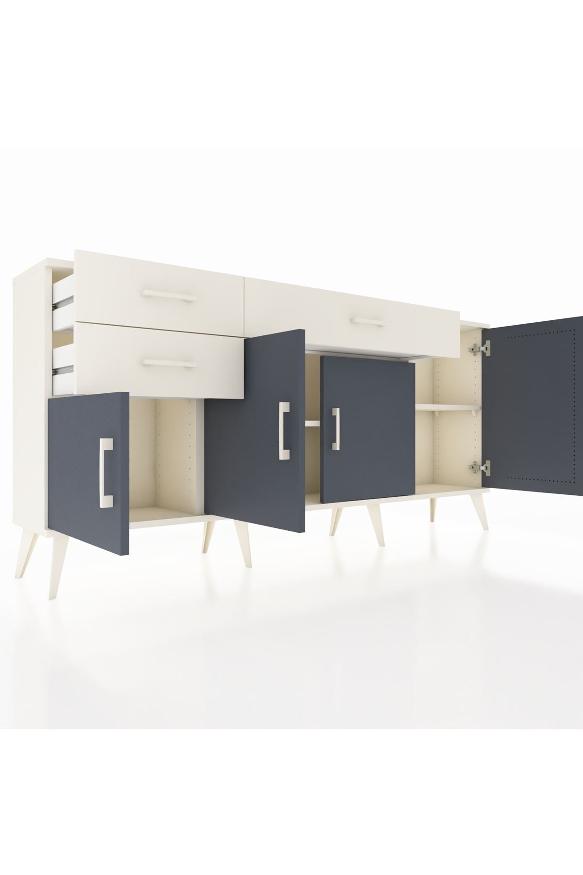 Arges Konsol 3 Raflı 3 Çekmeceli 4 Kapaklı 176x30x83 - S148M025V07A