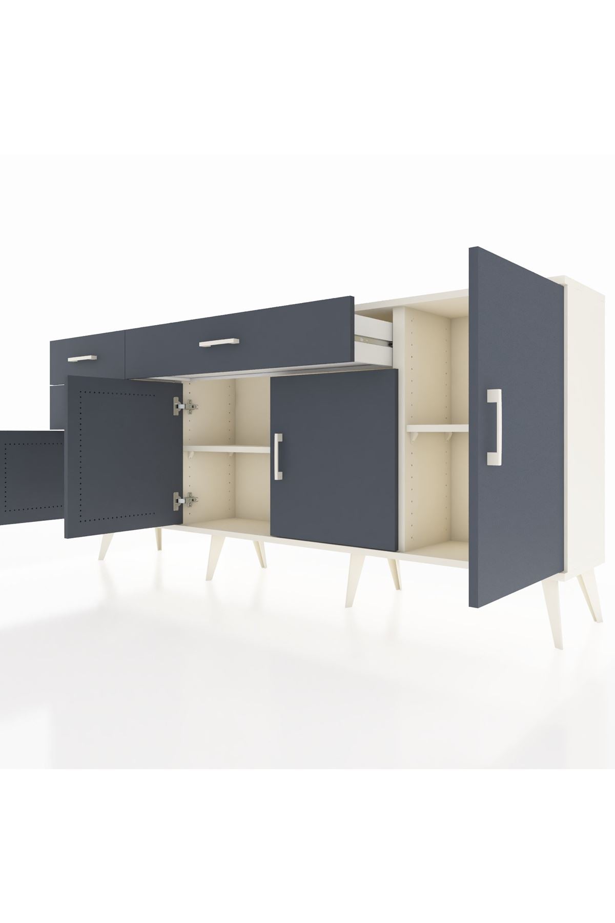 Arges Konsol 3 Raflı 3 Çekmeceli 4 Kapaklı 176x30x83 - S148M025V08A