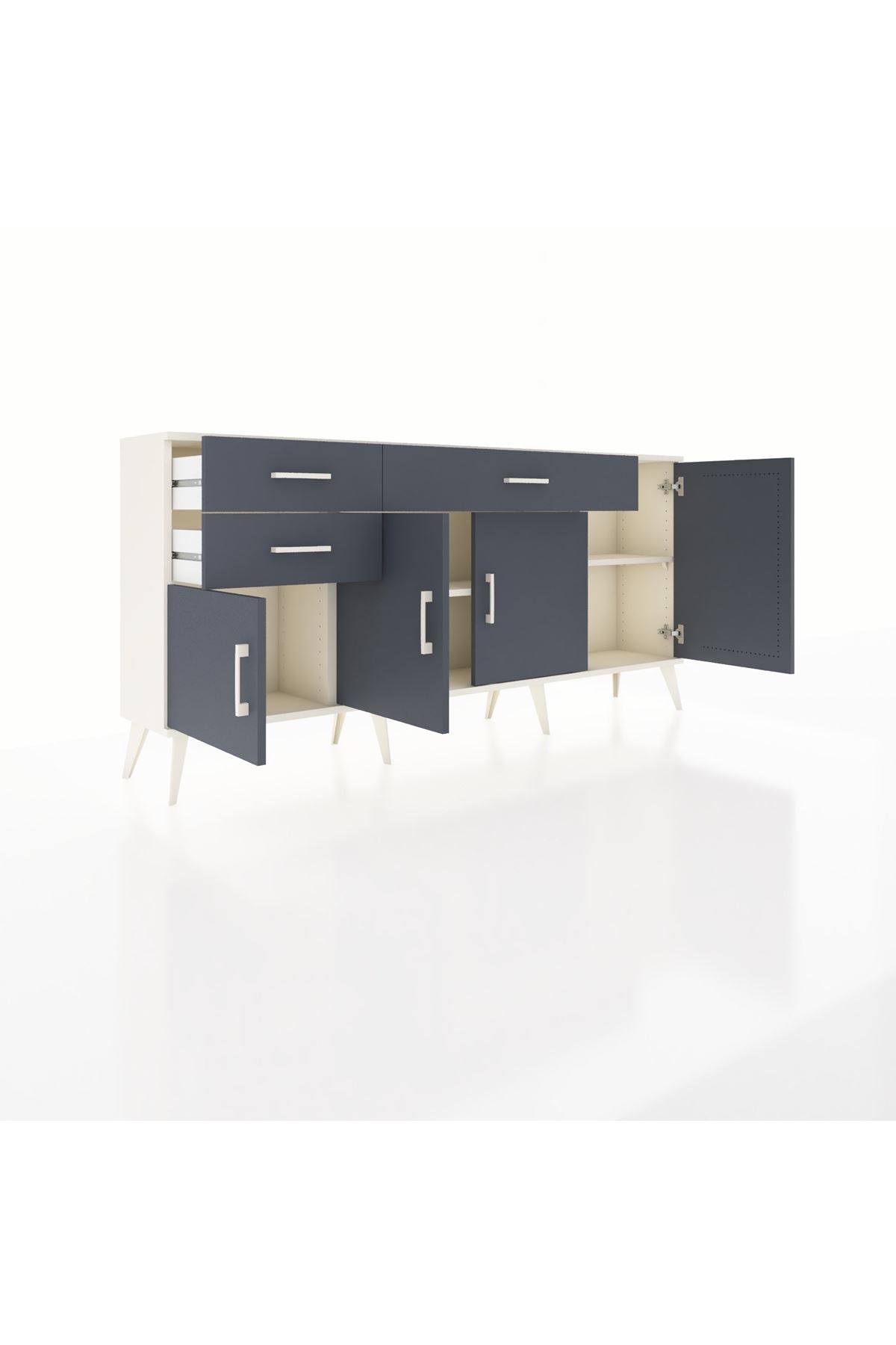 Arges Konsol 3 Raflı 3 Çekmeceli 4 Kapaklı 176x30x83 - S148M025V08A
