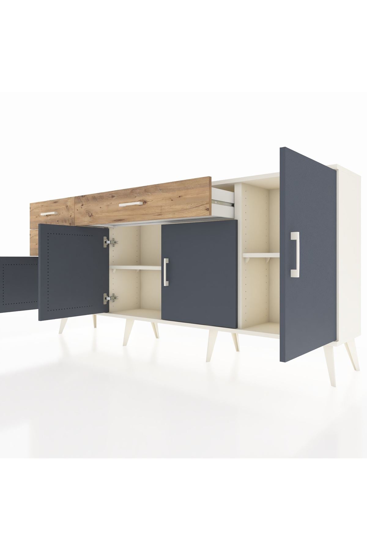 Arges Konsol 3 Raflı 3 Çekmeceli 4 Kapaklı 176x30x83 - S148M025V09A