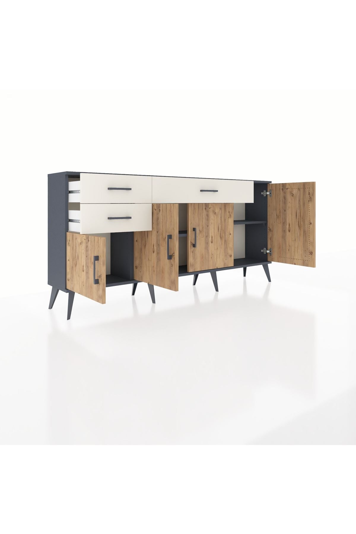 Arges Konsol 3 Raflı 3 Çekmeceli 4 Kapaklı 176x30x83 - S148M025V10A