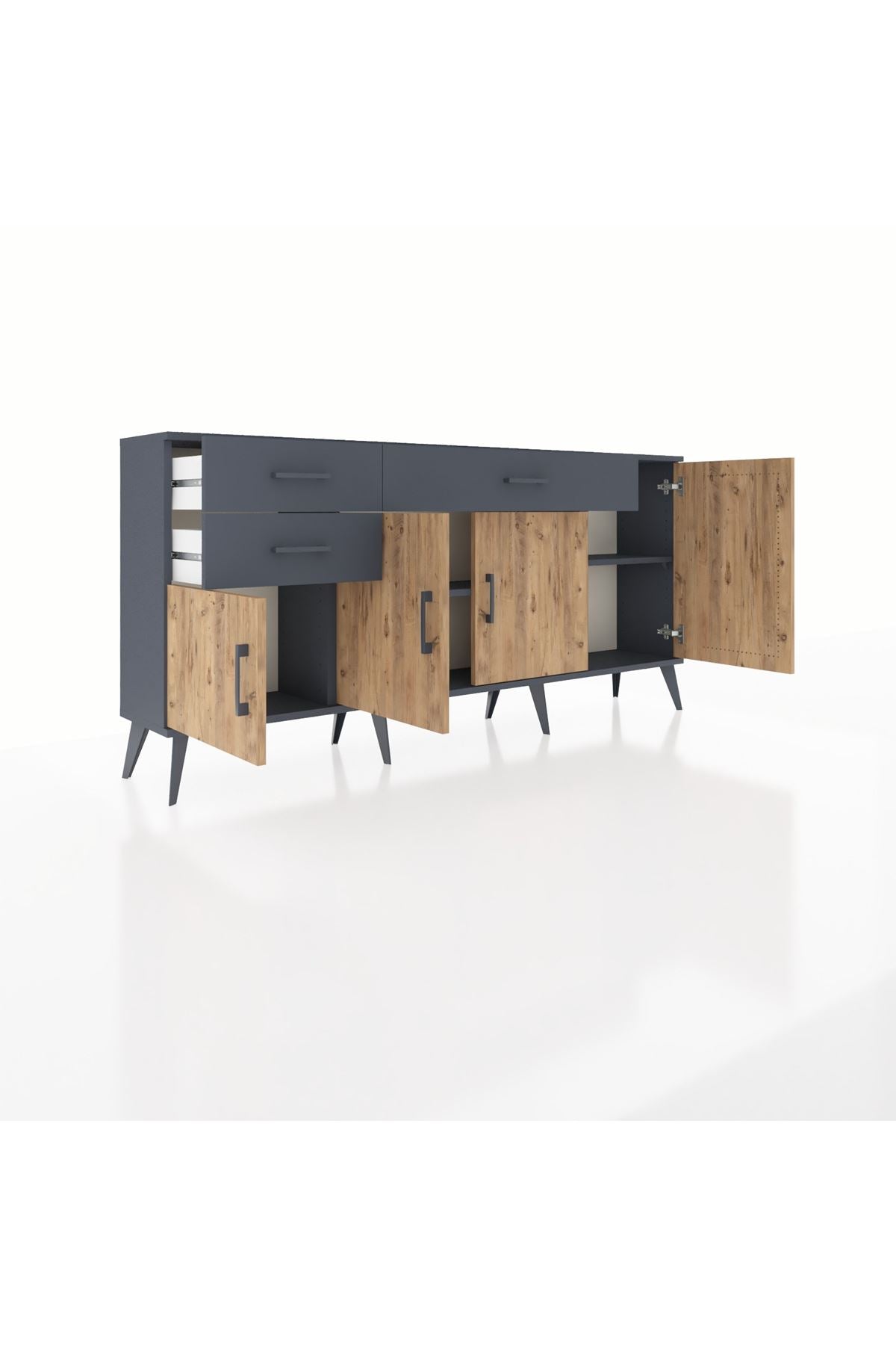 Arges Konsol 3 Raflı 3 Çekmeceli 4 Kapaklı 176x30x83 - S148M025V11A