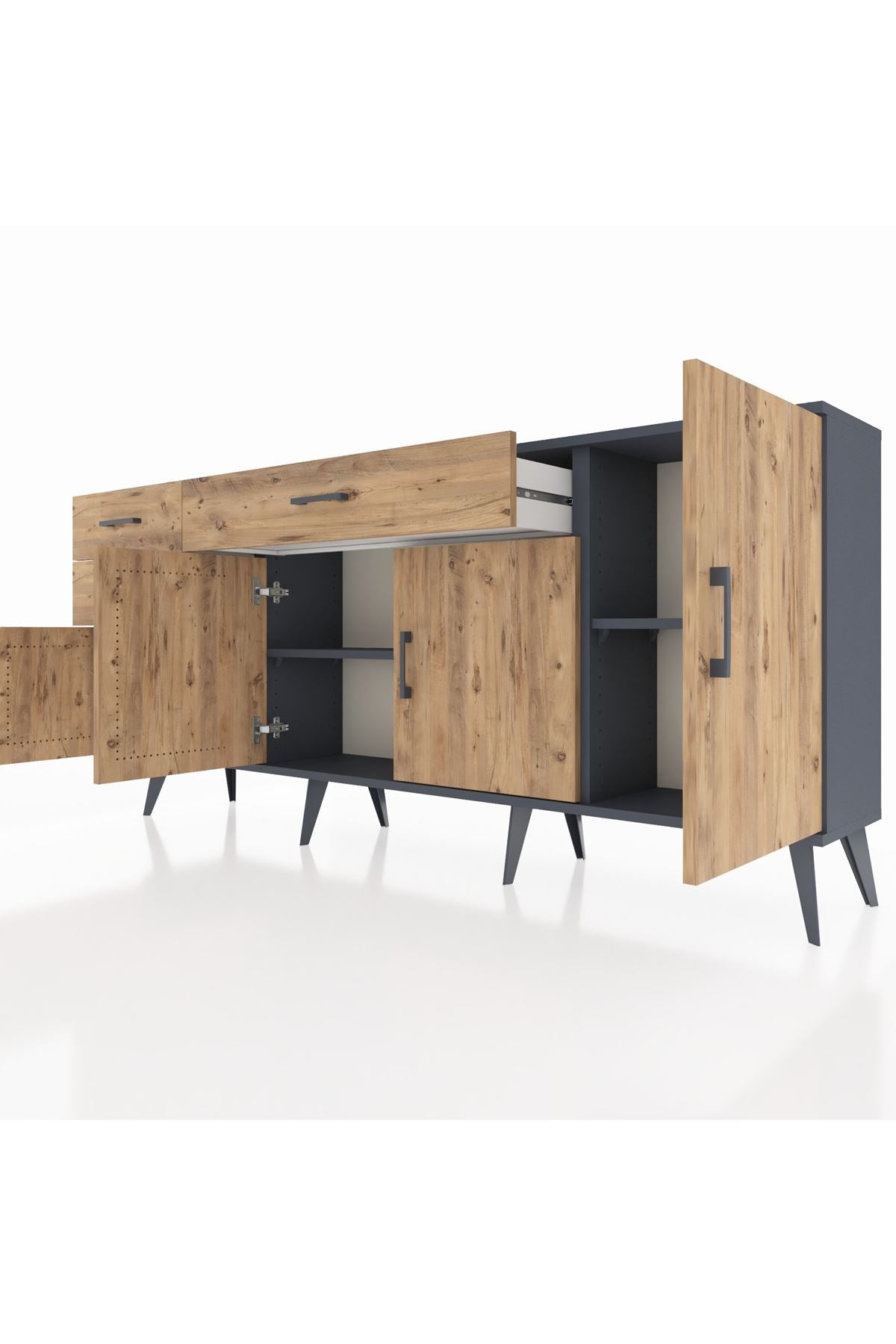 Arges Konsol 3 Raflı 3 Çekmeceli 4 Kapaklı 176x30x83 - S148M025V12A
