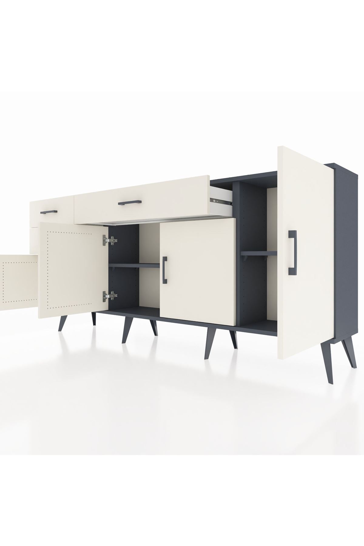 Arges Konsol 3 Raflı 3 Çekmeceli 4 Kapaklı 176x30x83 - S148M025V13A