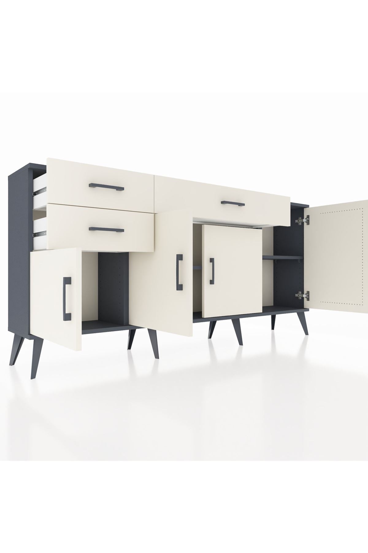Arges Konsol 3 Raflı 3 Çekmeceli 4 Kapaklı 176x30x83 - S148M025V13A