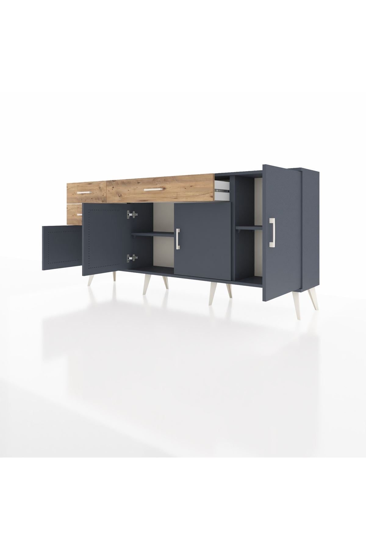 Arges Konsol 3 Raflı 3 Çekmeceli 4 Kapaklı 176x30x83 - S148M025V18A