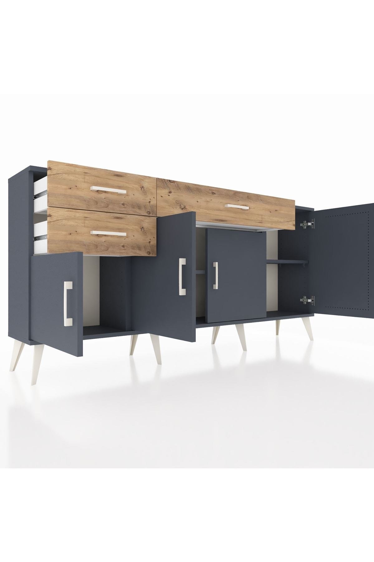 Arges Konsol 3 Raflı 3 Çekmeceli 4 Kapaklı 176x30x83 - S148M025V18A