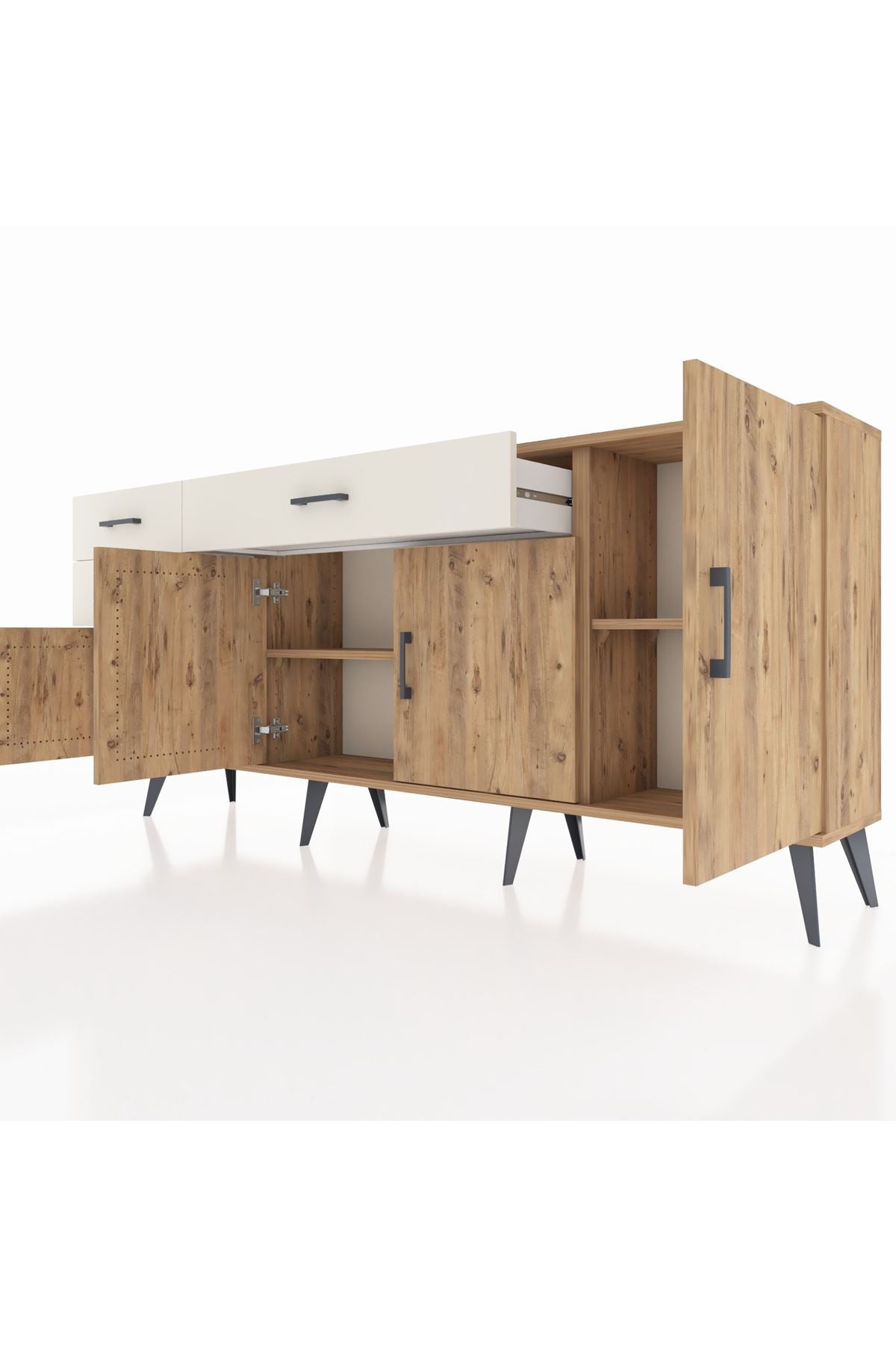 Arges Konsol 3 Raflı 3 Çekmeceli 4 Kapaklı 176x30x83 - S148M025V19A