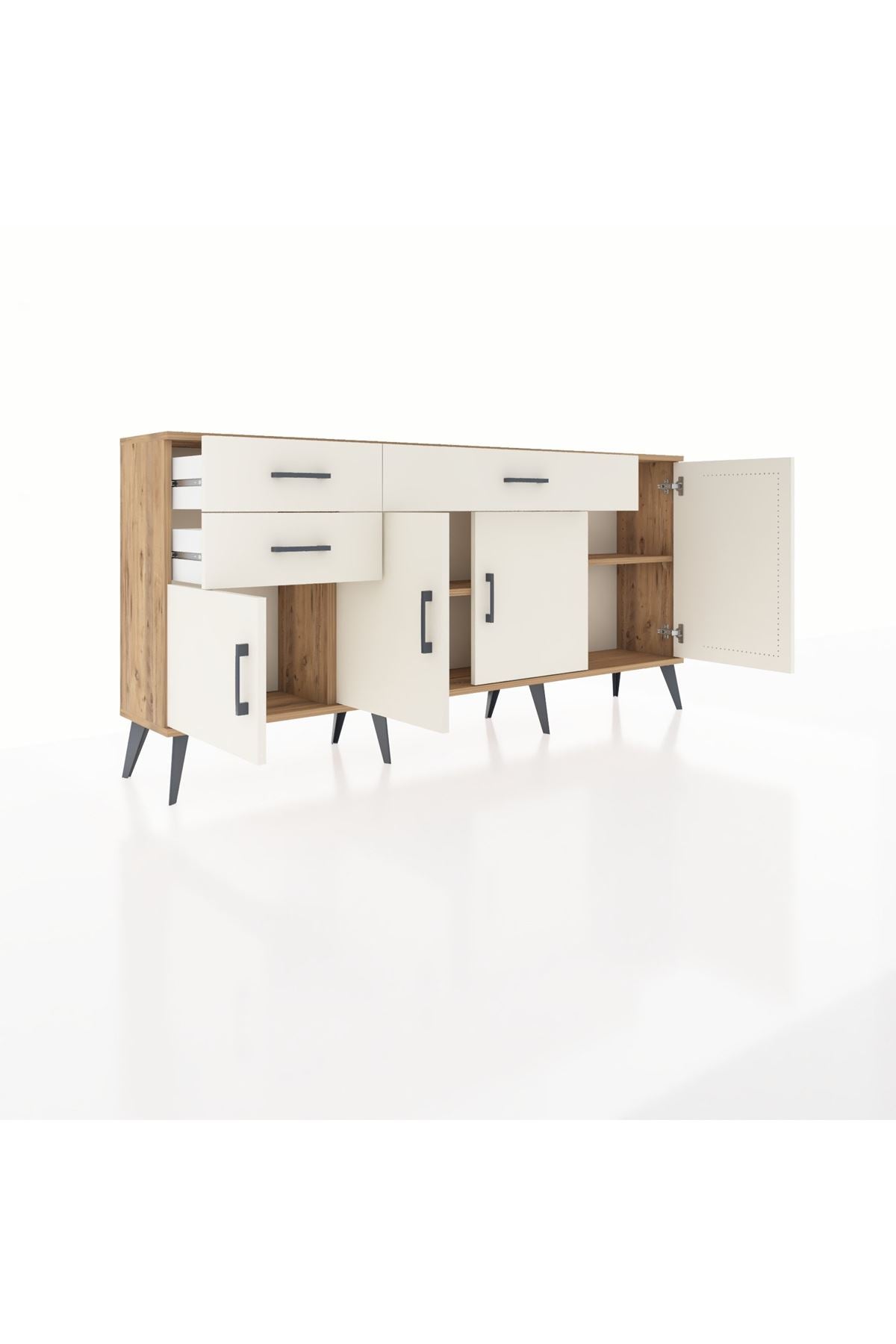 Arges Konsol 3 Raflı 3 Çekmeceli 4 Kapaklı 176x30x83 - S148M025V22A