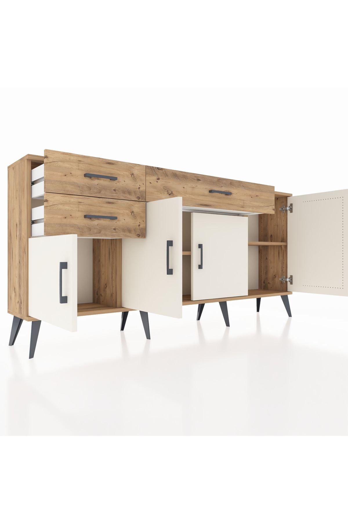 Arges Konsol 3 Raflı 3 Çekmeceli 4 Kapaklı 176x30x83 - S148M025V24A