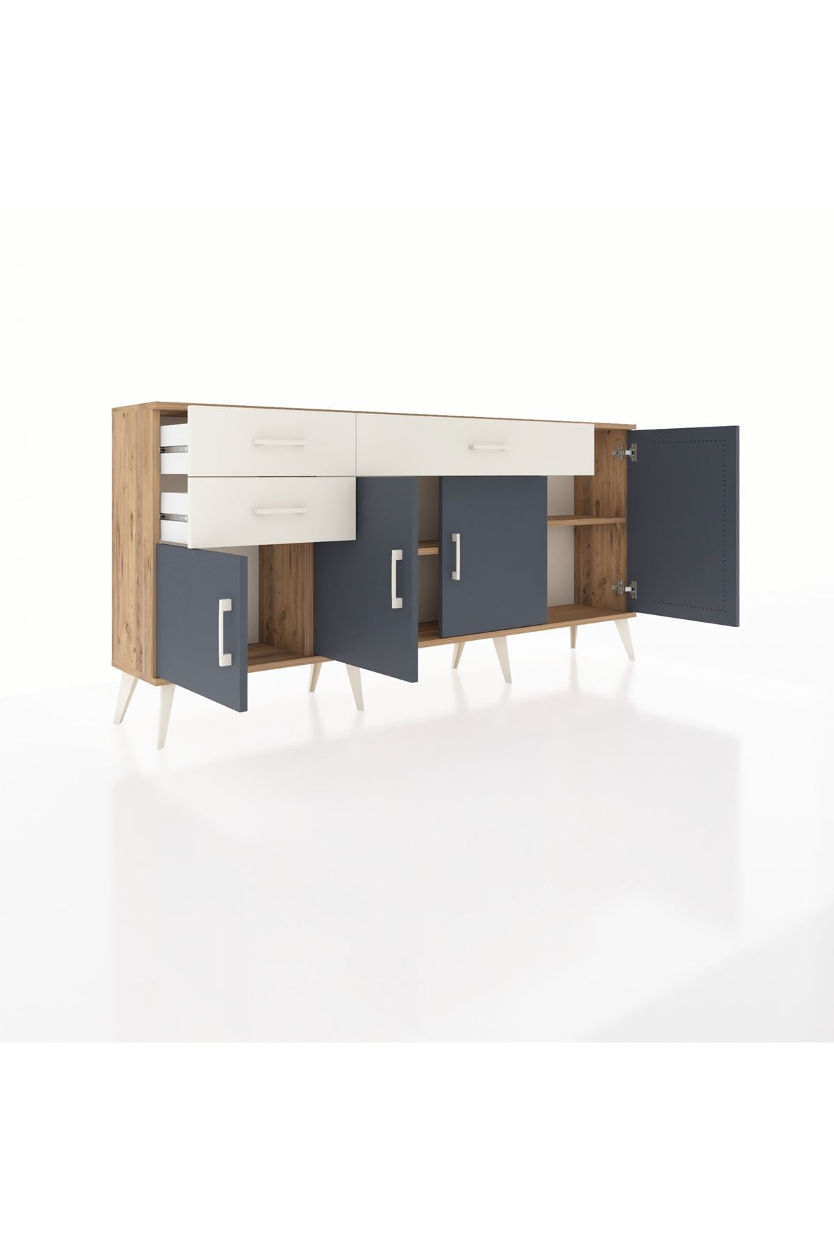 Arges Konsol 3 Raflı 3 Çekmeceli 4 Kapaklı 176x30x83 - S148M025V25A