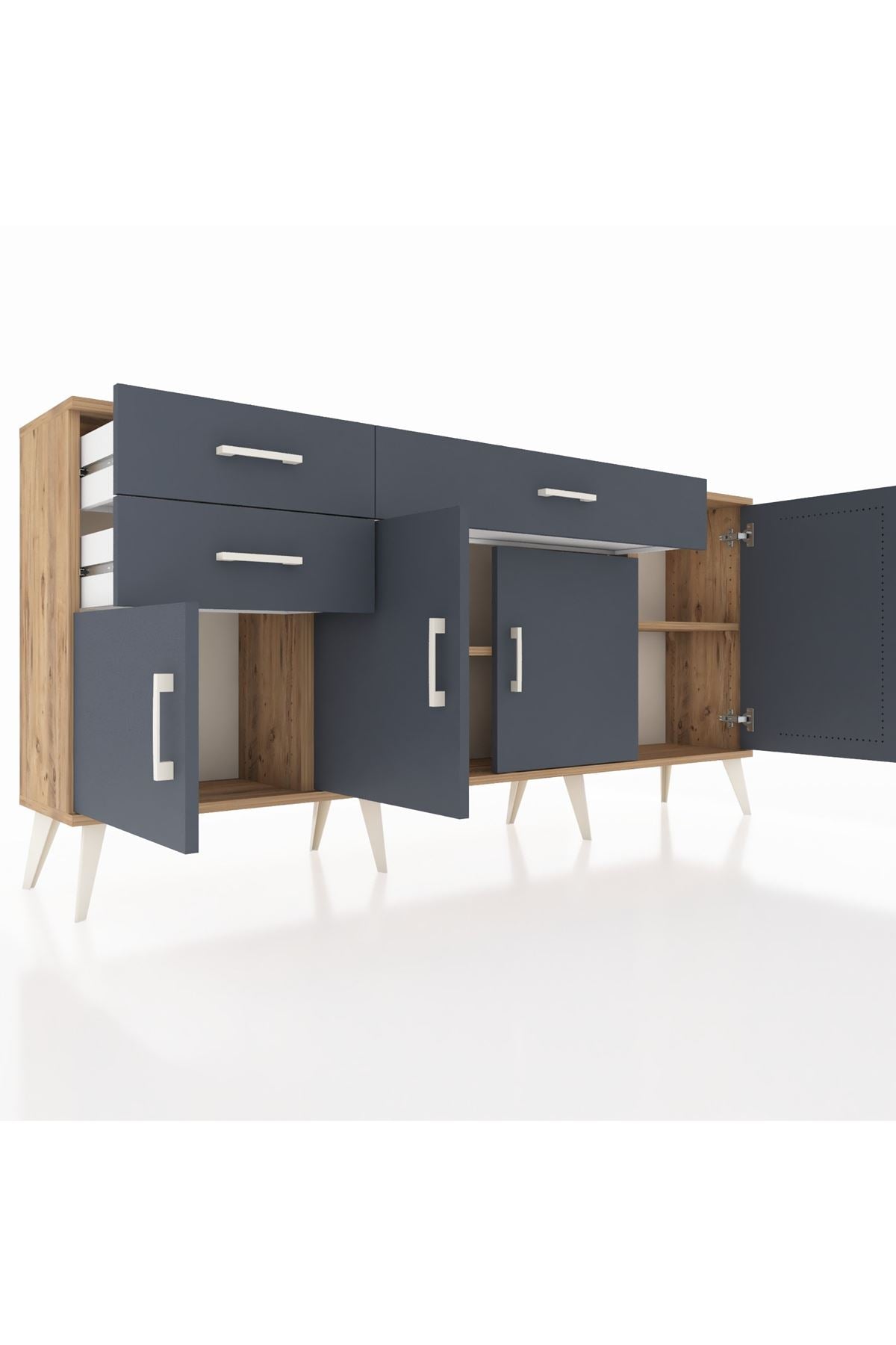 Arges Konsol 3 Raflı 3 Çekmeceli 4 Kapaklı 176x30x83 - S148M025V26A