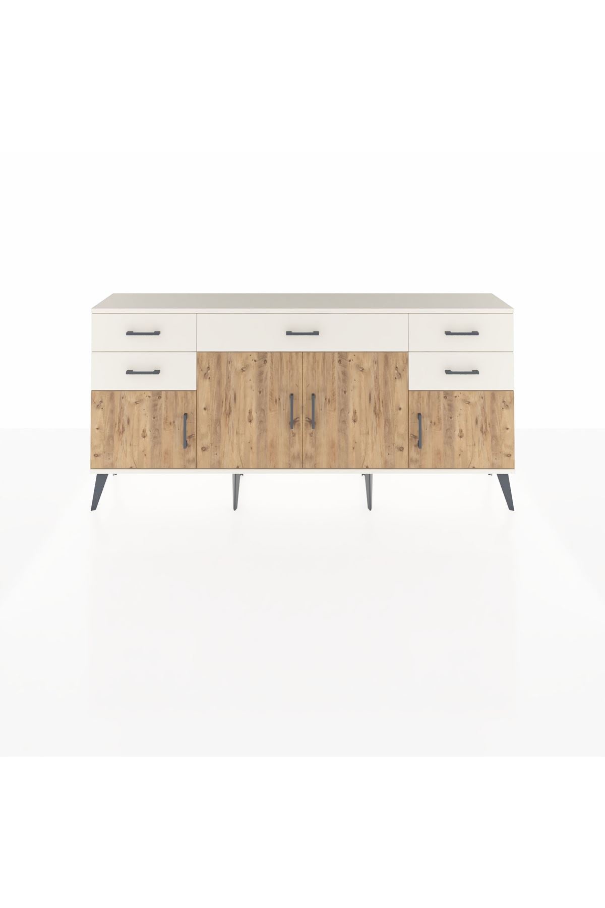 Arges Konsol Tek Raflı 5 Çekmeceli 4 Kapaklı 176x30x83 - S148M026V01A