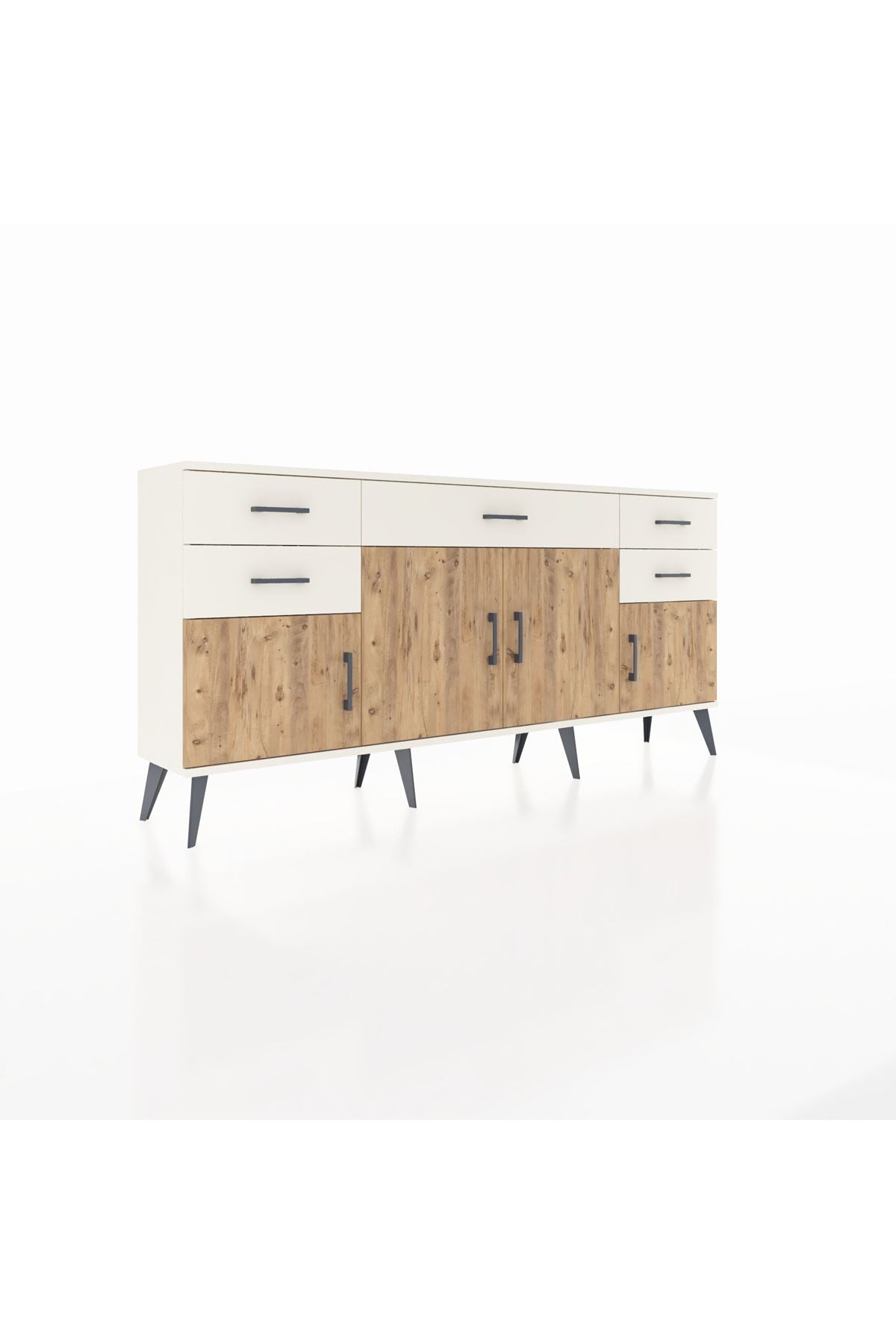 Arges Konsol Tek Raflı 5 Çekmeceli 4 Kapaklı 176x30x83 - S148M026V01A