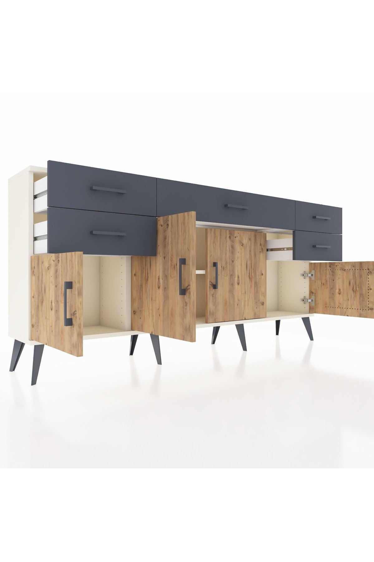 Arges Konsol Tek Raflı 5 Çekmeceli 4 Kapaklı 176x30x83 - S148M026V02A