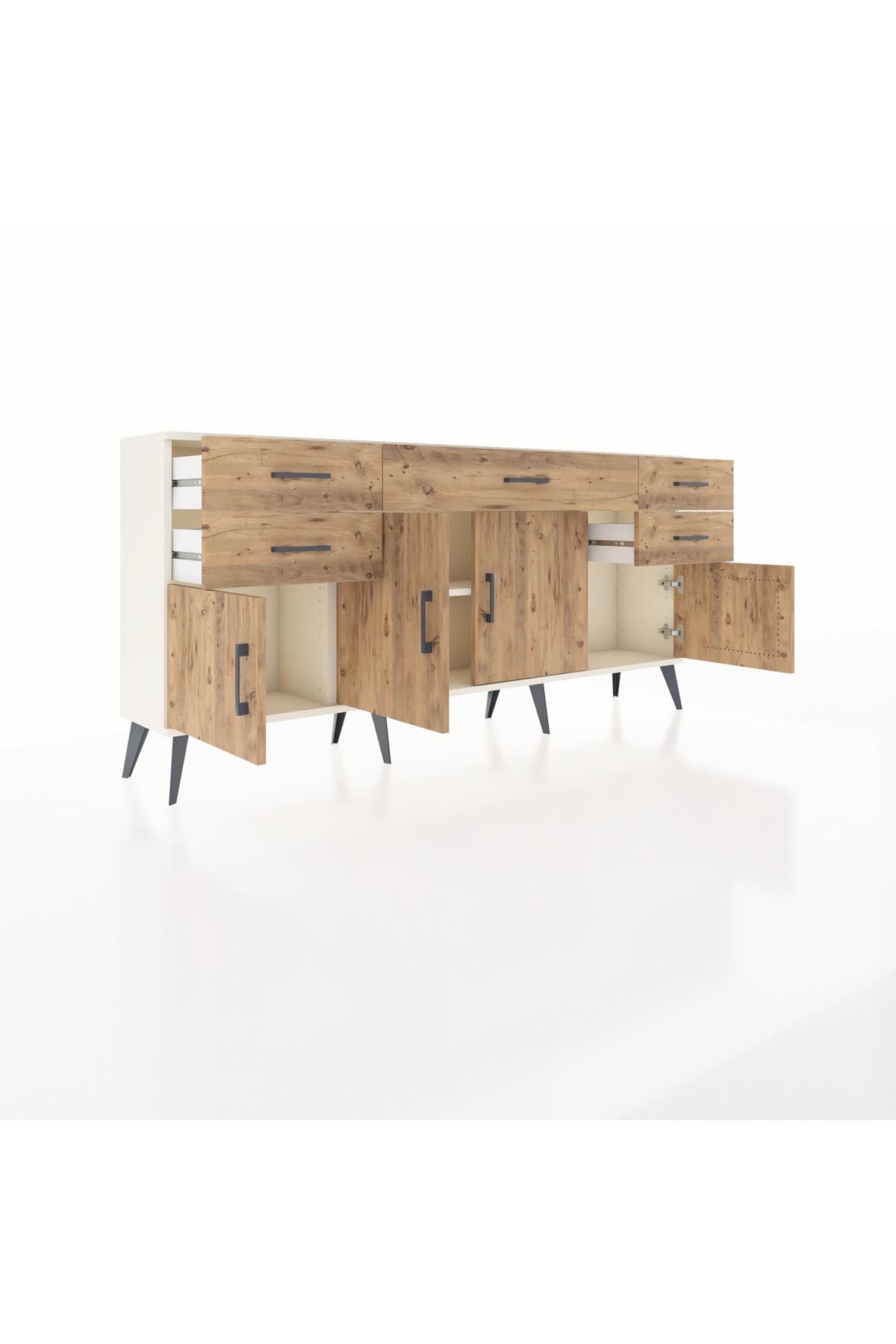 Arges Konsol Tek Raflı 5 Çekmeceli 4 Kapaklı 176x30x83 - S148M026V03A