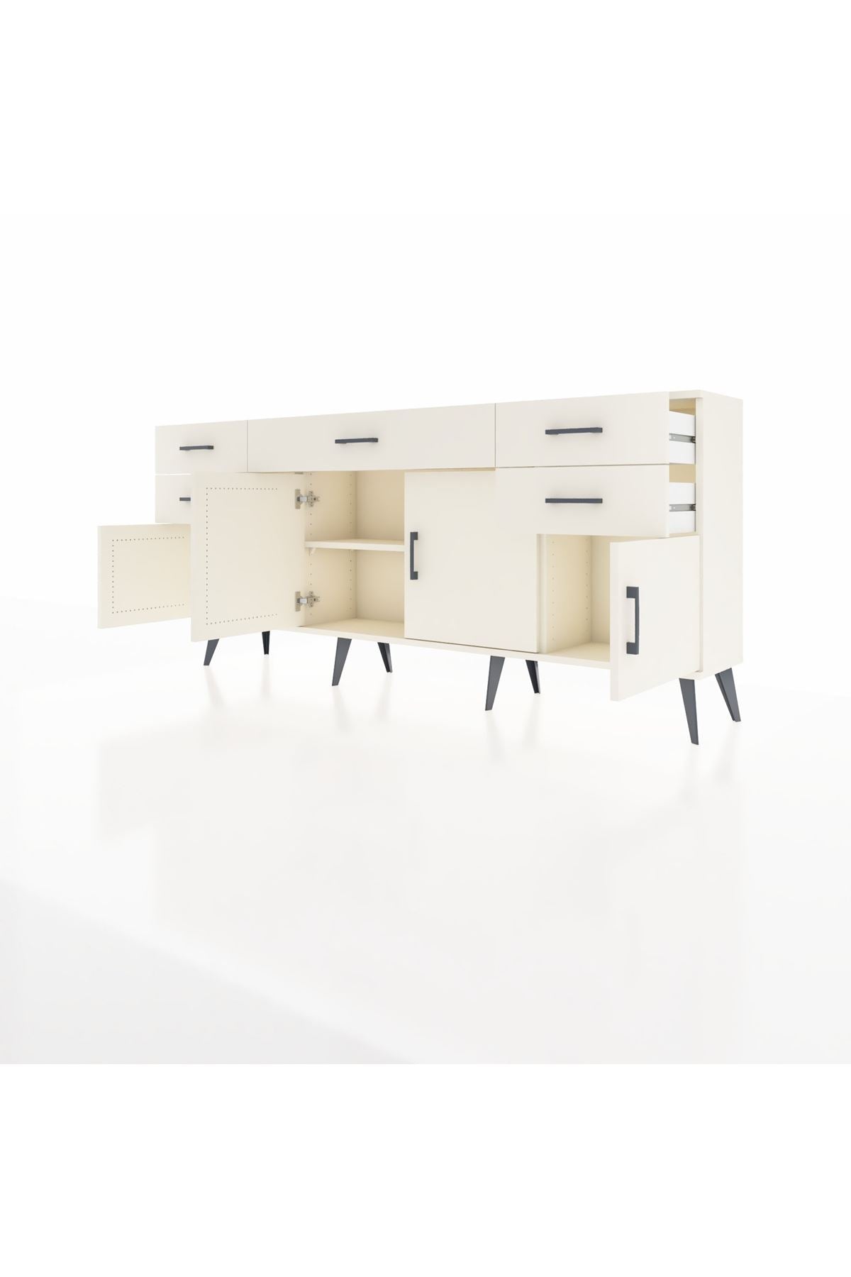 Arges Konsol Tek Raflı 5 Çekmeceli 4 Kapaklı 176x30x83 - S148M026V04A
