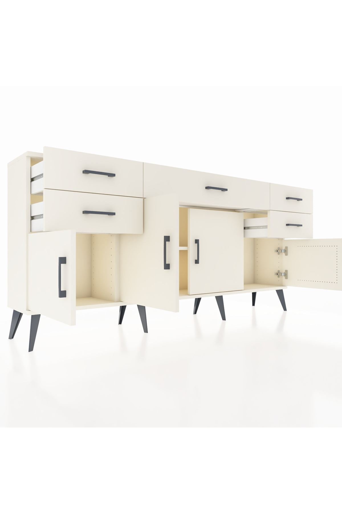 Arges Konsol Tek Raflı 5 Çekmeceli 4 Kapaklı 176x30x83 - S148M026V04A