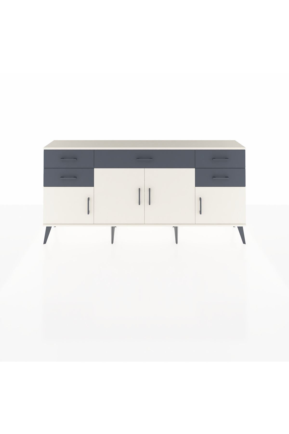 Arges Konsol Tek Raflı 5 Çekmeceli 4 Kapaklı 176x30x83 - S148M026V05A