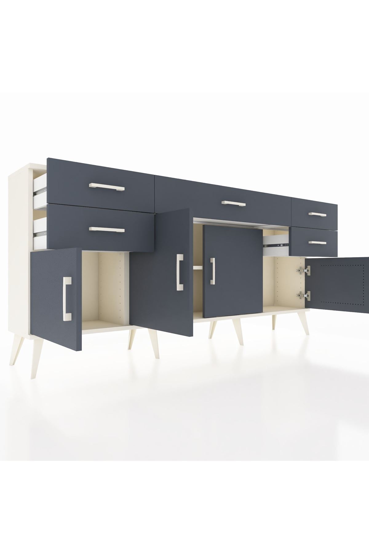 Arges Konsol Tek Raflı 5 Çekmeceli 4 Kapaklı 176x30x83 - S148M026V08A