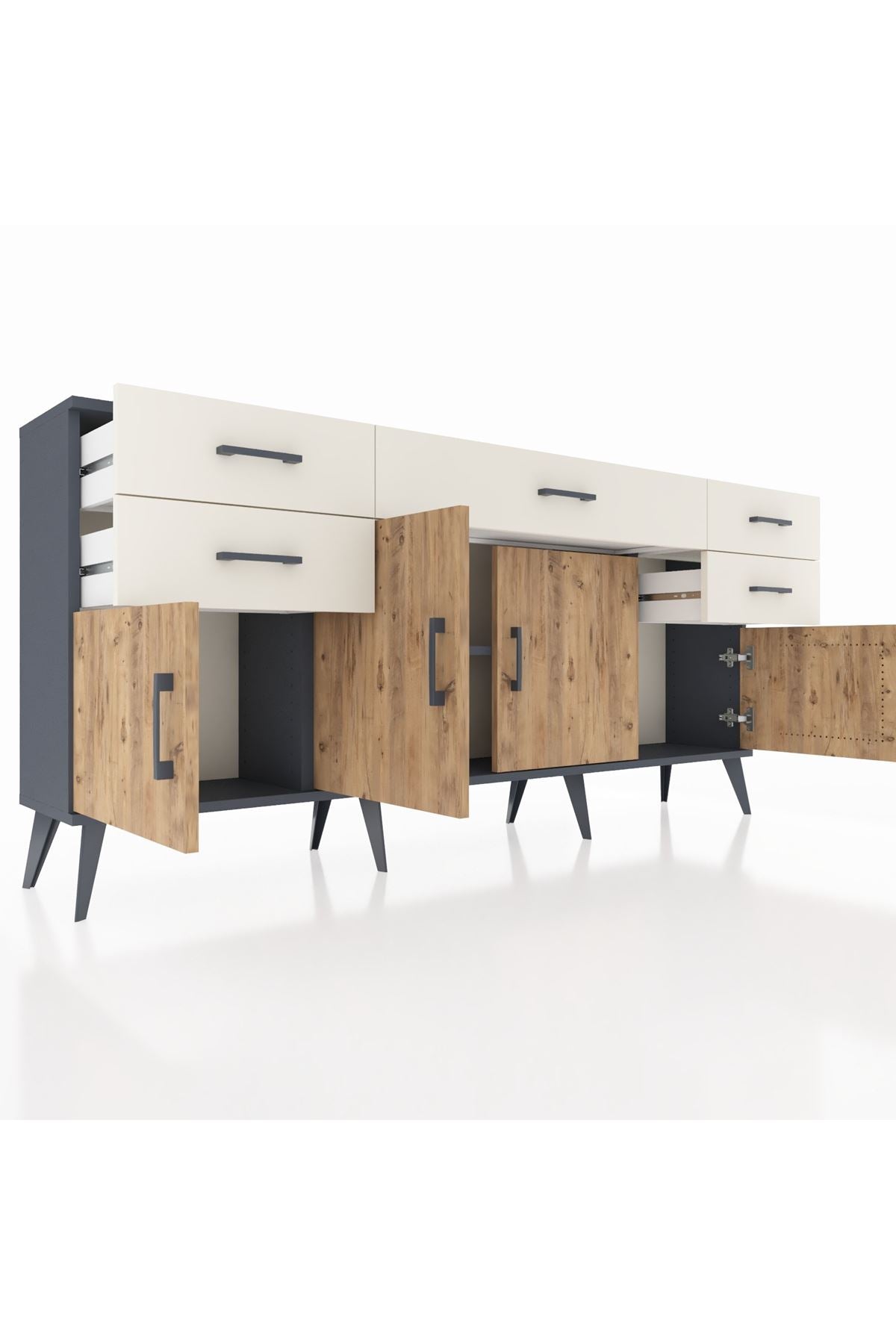 Arges Konsol Tek Raflı 5 Çekmeceli 4 Kapaklı 176x30x83 - S148M026V10A