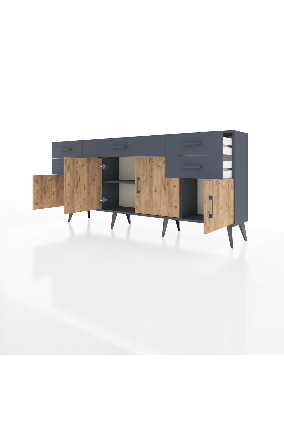 Arges Konsol Tek Raflı 5 Çekmeceli 4 Kapaklı 176x30x83 - S148M026V11A