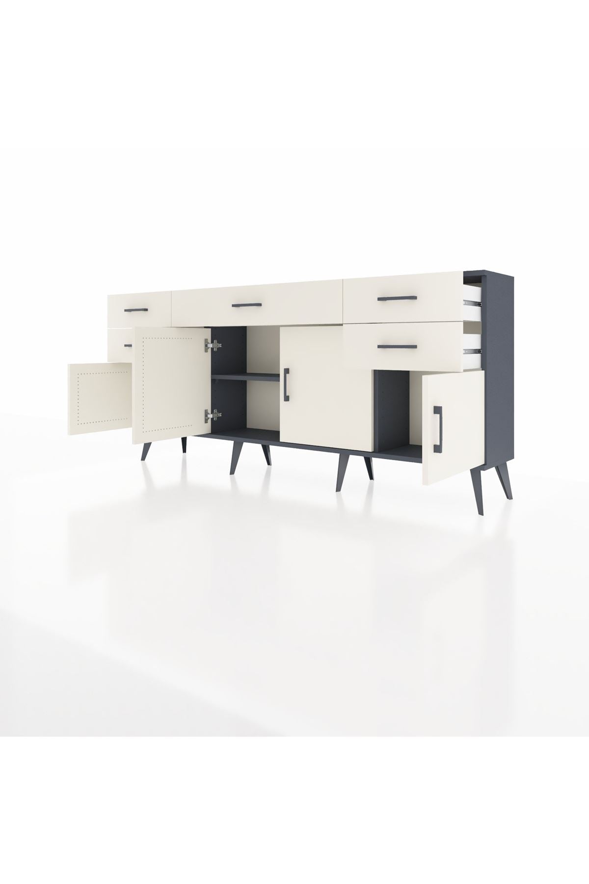 Arges Konsol Tek Raflı 5 Çekmeceli 4 Kapaklı 176x30x83 - S148M026V13A