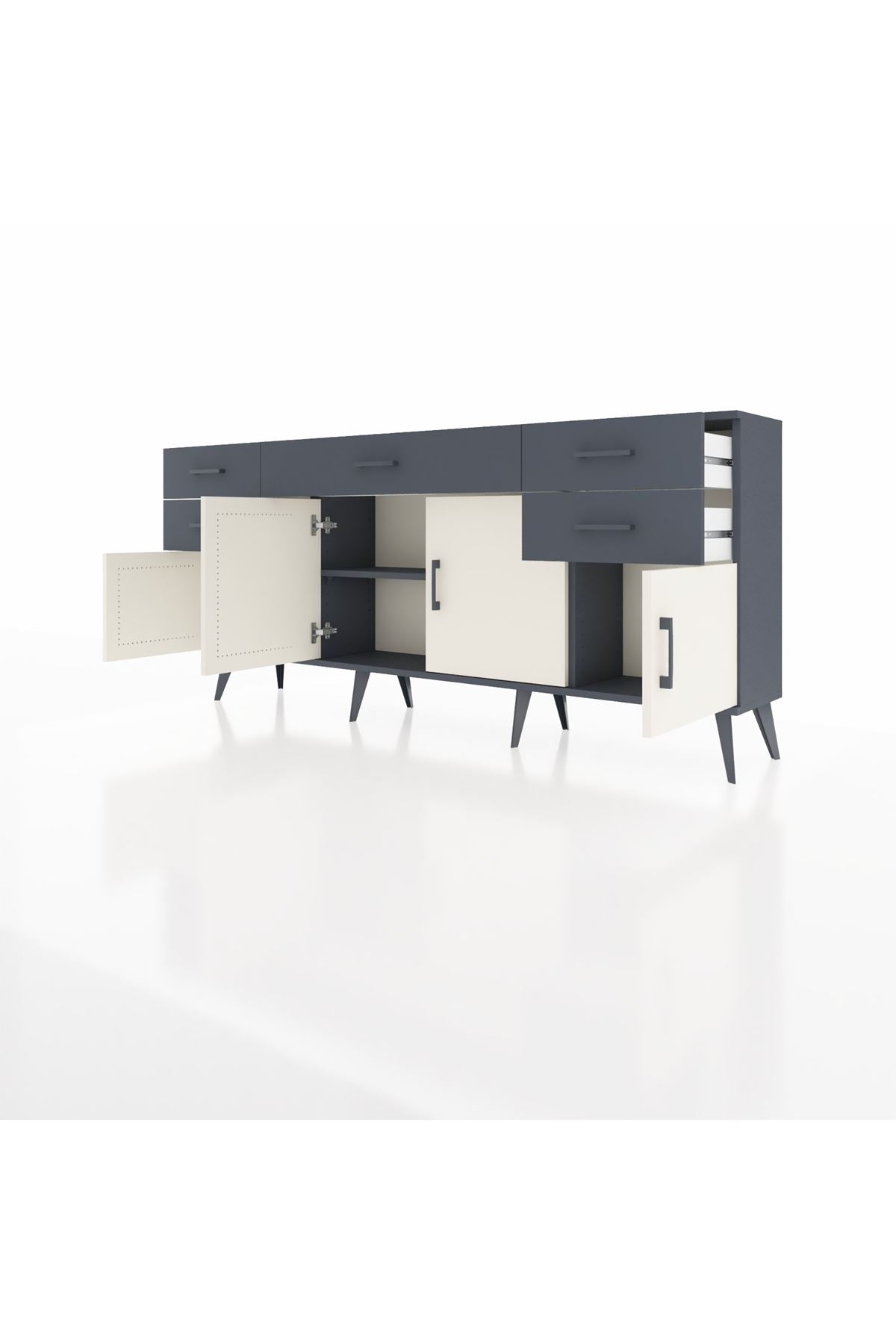 Arges Konsol Tek Raflı 5 Çekmeceli 4 Kapaklı 176x30x83 - S148M026V14A