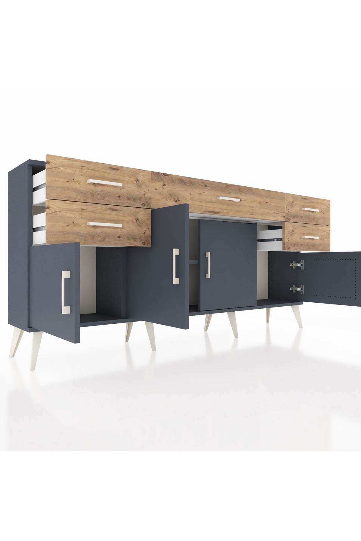 Arges Konsol Tek Raflı 5 Çekmeceli 4 Kapaklı 176x30x83 - S148M026V18A