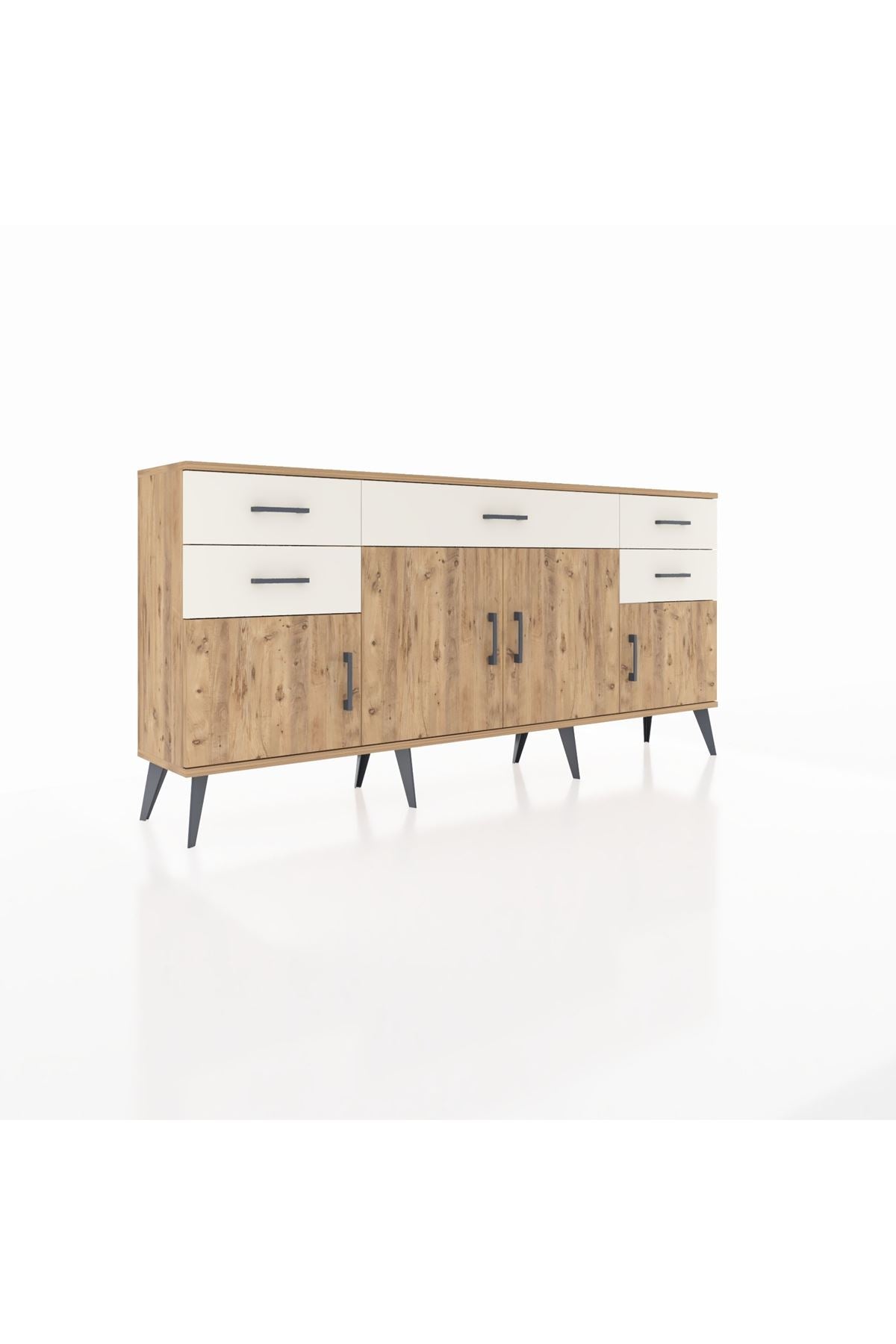 Arges Konsol Tek Raflı 5 Çekmeceli 4 Kapaklı 176x30x83 - S148M026V19A