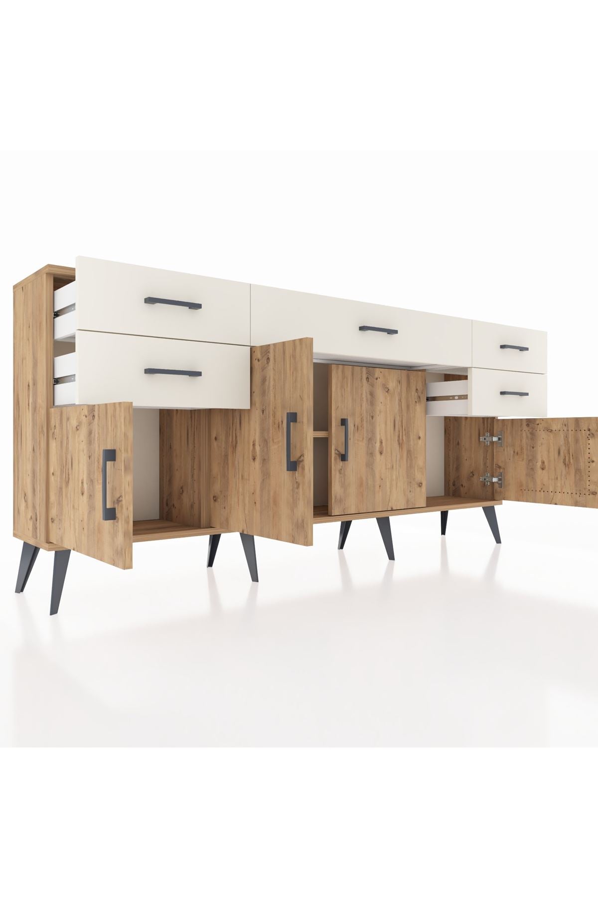 Arges Konsol Tek Raflı 5 Çekmeceli 4 Kapaklı 176x30x83 - S148M026V19A