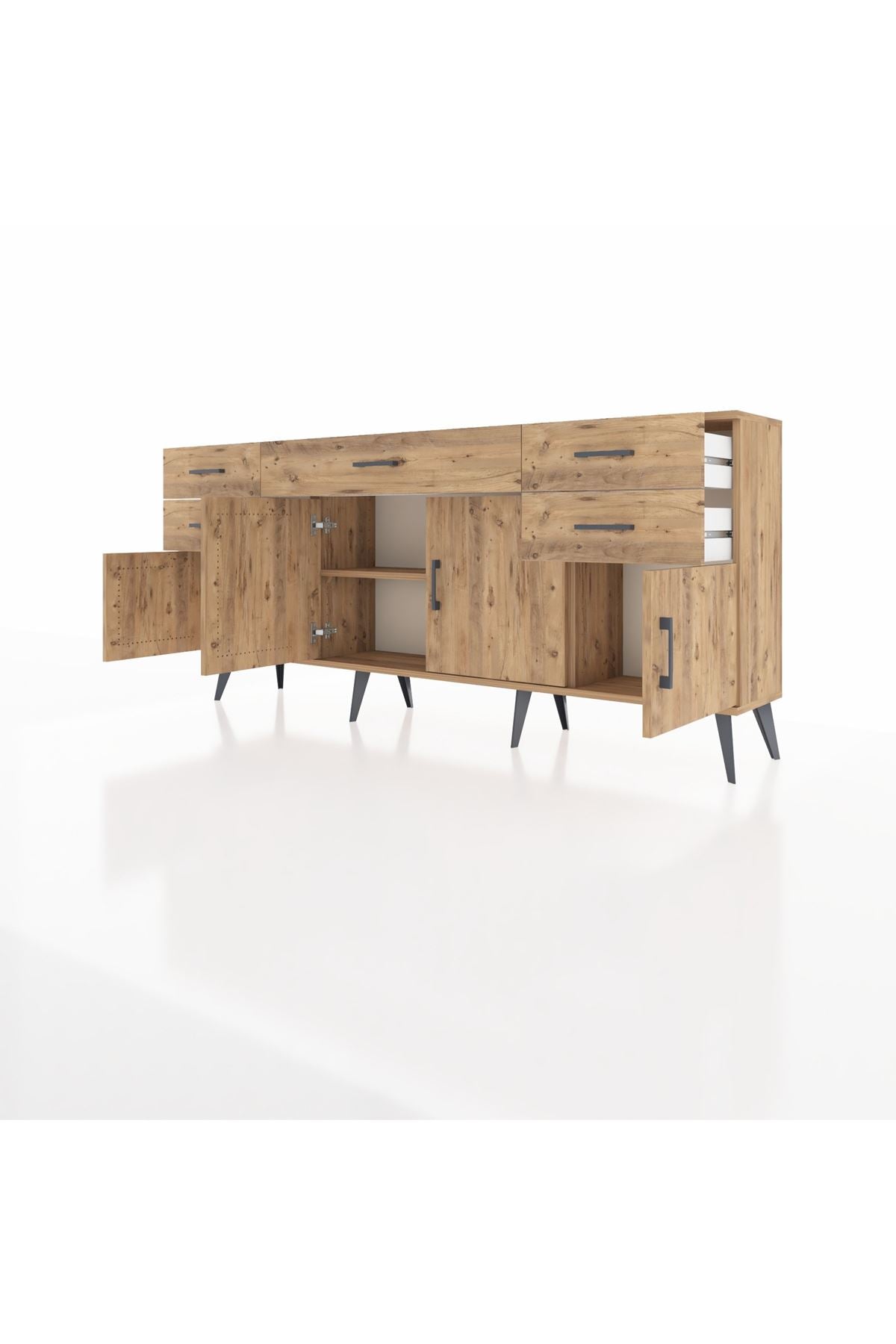 Arges Konsol Tek Raflı 5 Çekmeceli 4 Kapaklı 176x30x83 - S148M026V21A