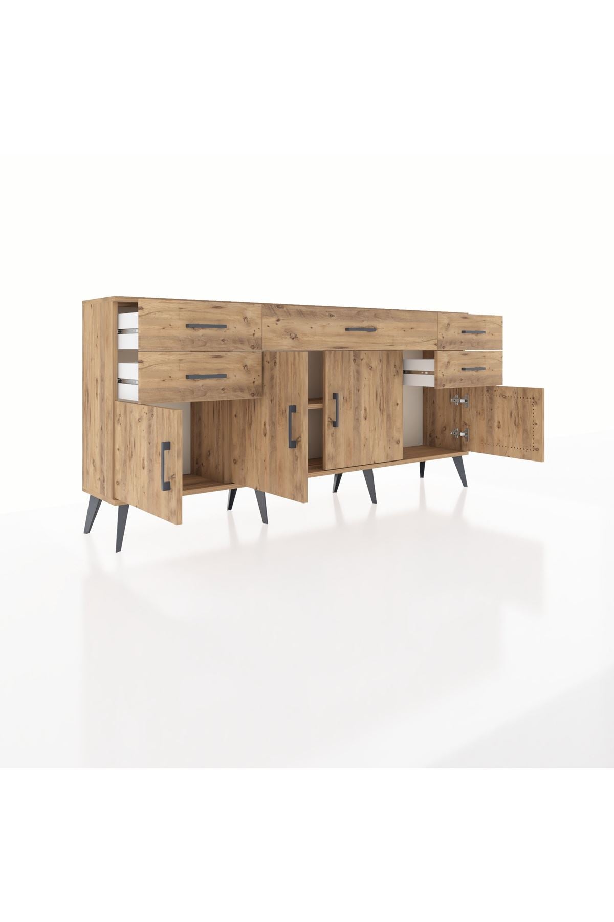Arges Konsol Tek Raflı 5 Çekmeceli 4 Kapaklı 176x30x83 - S148M026V21A