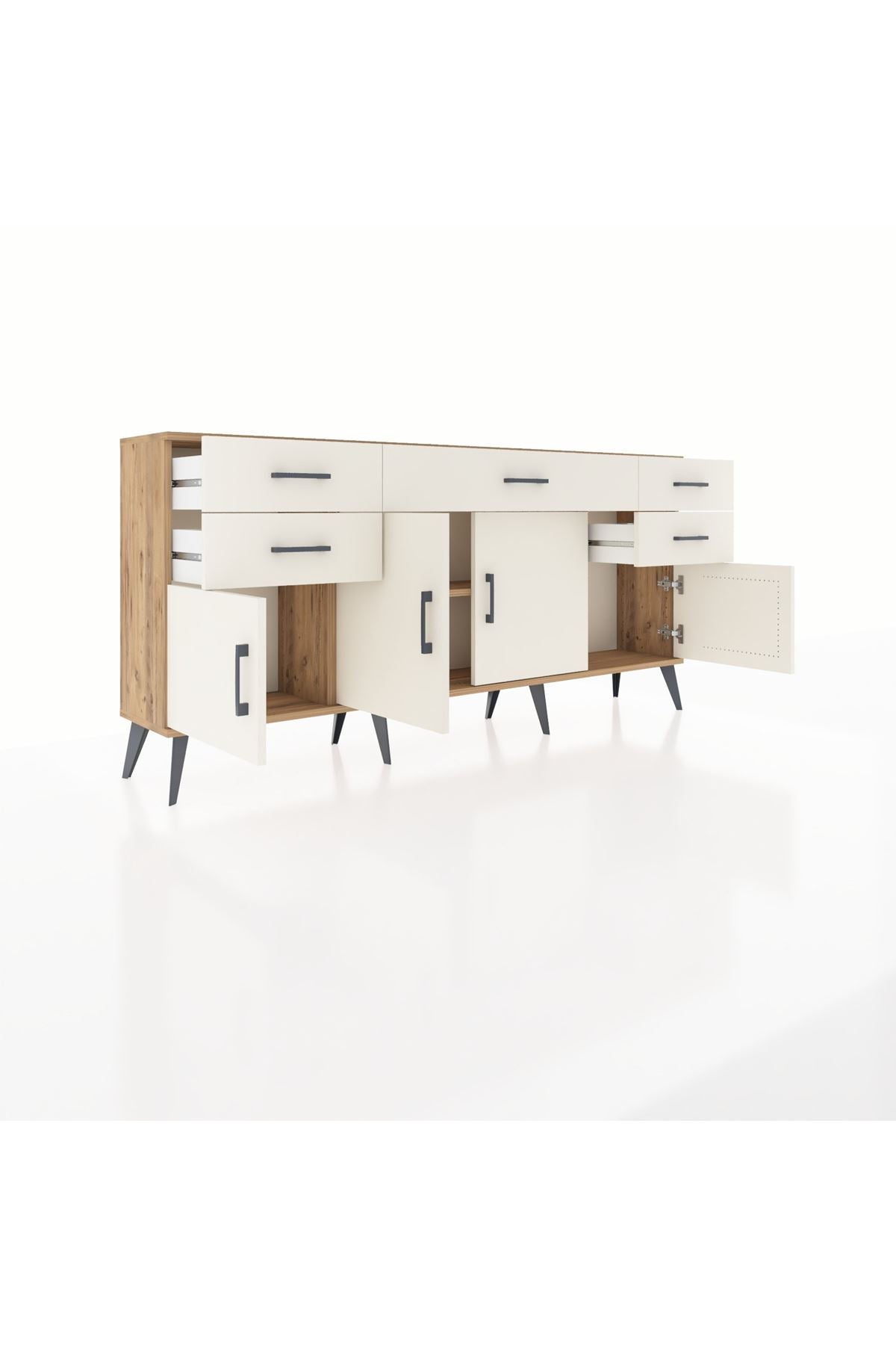 Arges Konsol Tek Raflı 5 Çekmeceli 4 Kapaklı 176x30x83 - S148M026V22A