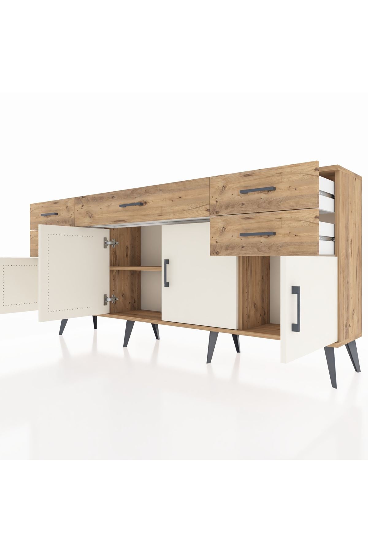 Arges Konsol Tek Raflı 5 Çekmeceli 4 Kapaklı 176x30x83 - S148M026V24A