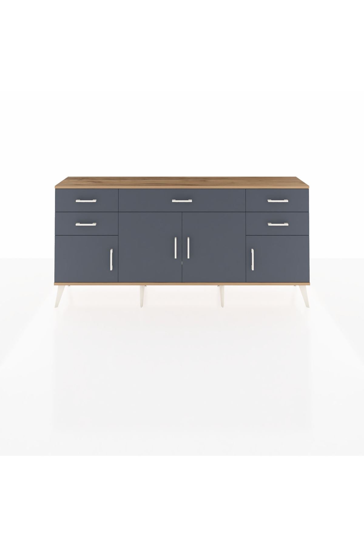 Arges Konsol Tek Raflı 5 Çekmeceli 4 Kapaklı 176x30x83 - S148M026V26A