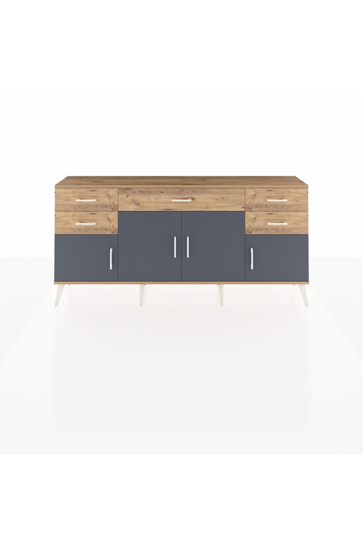 Arges Konsol Tek Raflı 5 Çekmeceli 4 Kapaklı 176x30x83 - S148M026V27A