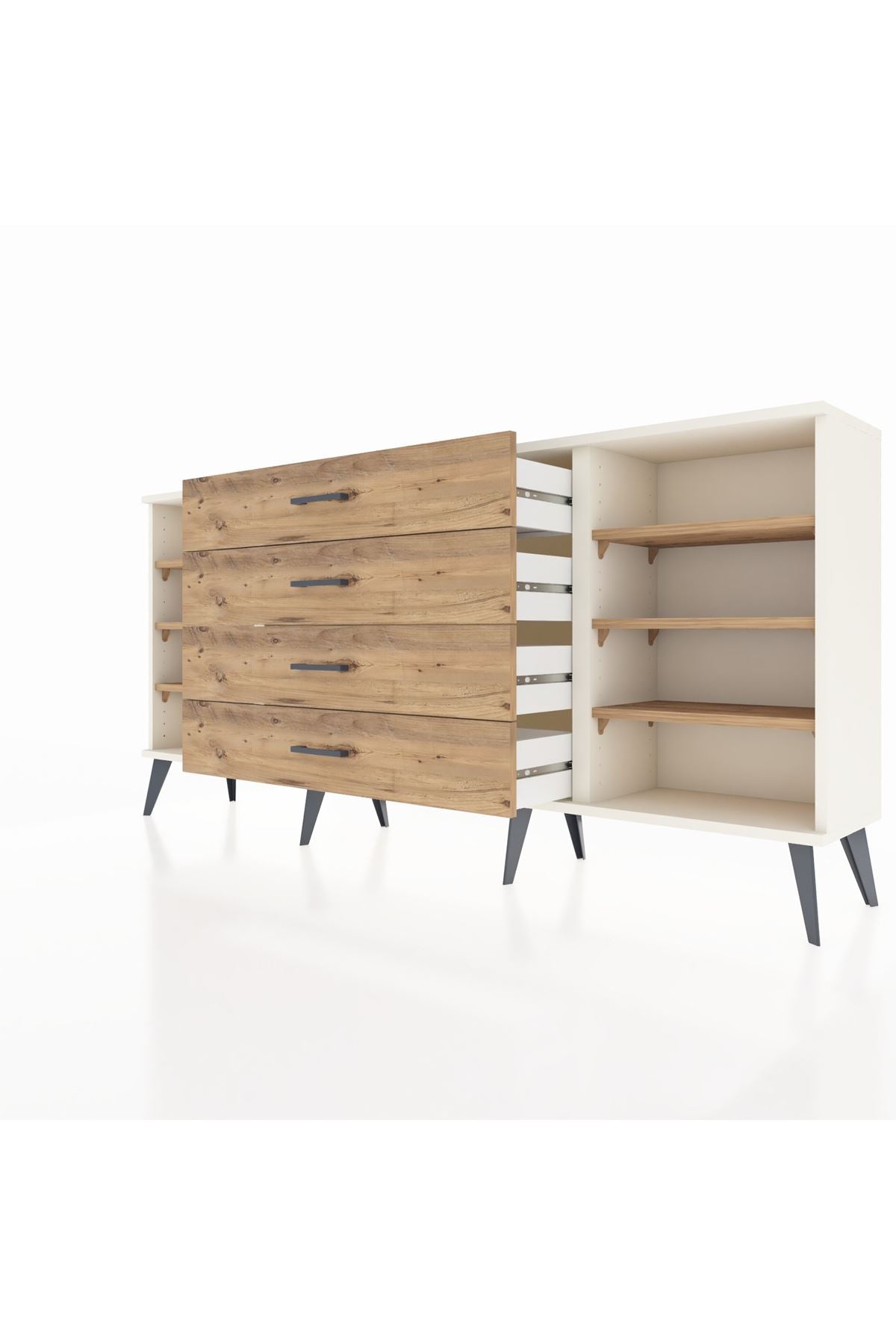 Arges Konsol 6 Raflı 4 Çekmeceli 176x30x83 - S148M027V03A