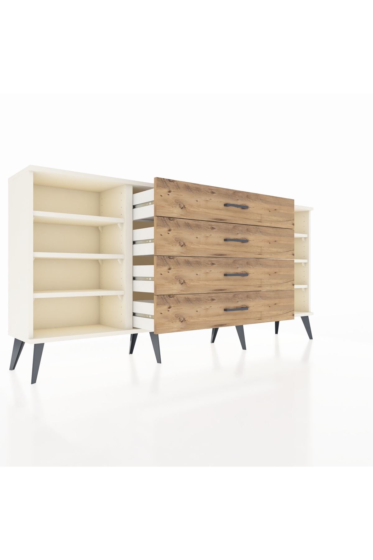 Arges Konsol 6 Raflı 4 Çekmeceli 176x30x83 - S148M027V06A