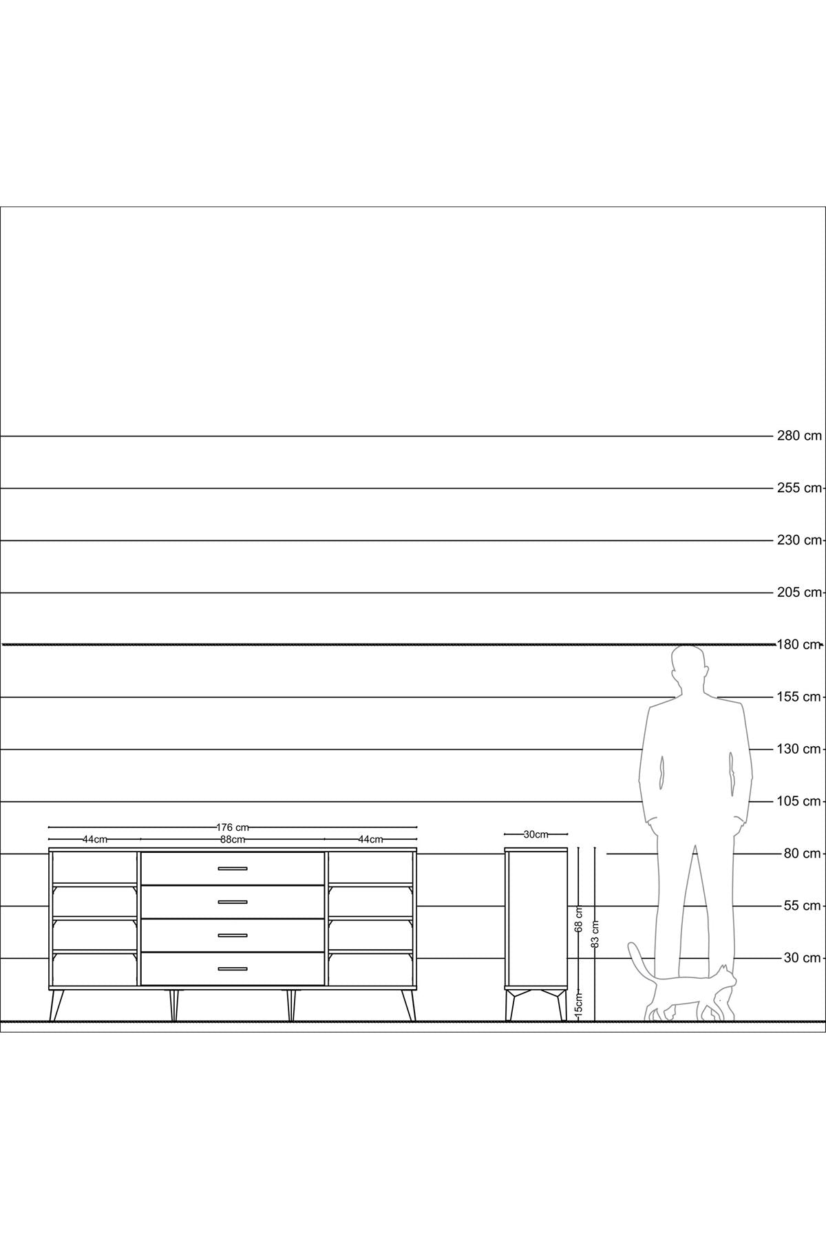 Arges Konsol 6 Raflı 4 Çekmeceli 176x30x83 - S148M027V08A