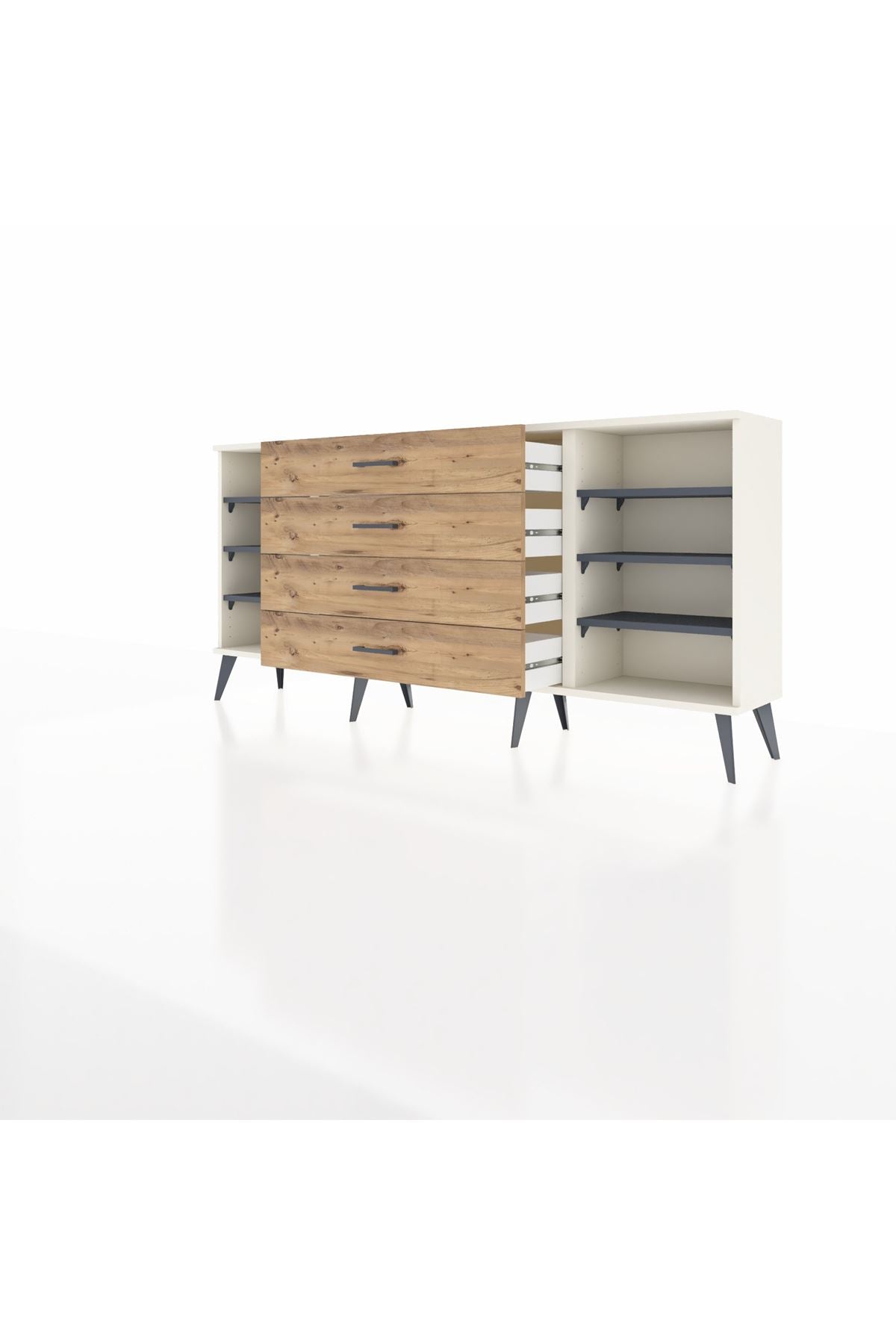 Arges Konsol 6 Raflı 4 Çekmeceli 176x30x83 - S148M027V09A