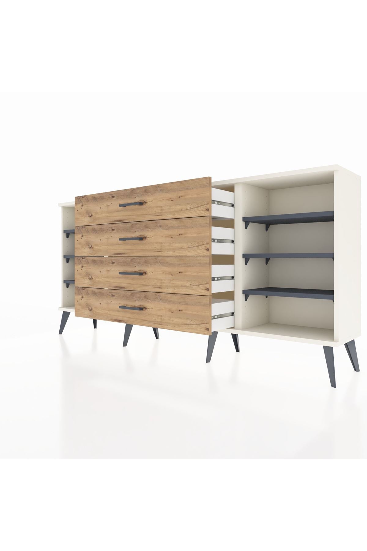 Arges Konsol 6 Raflı 4 Çekmeceli 176x30x83 - S148M027V09A