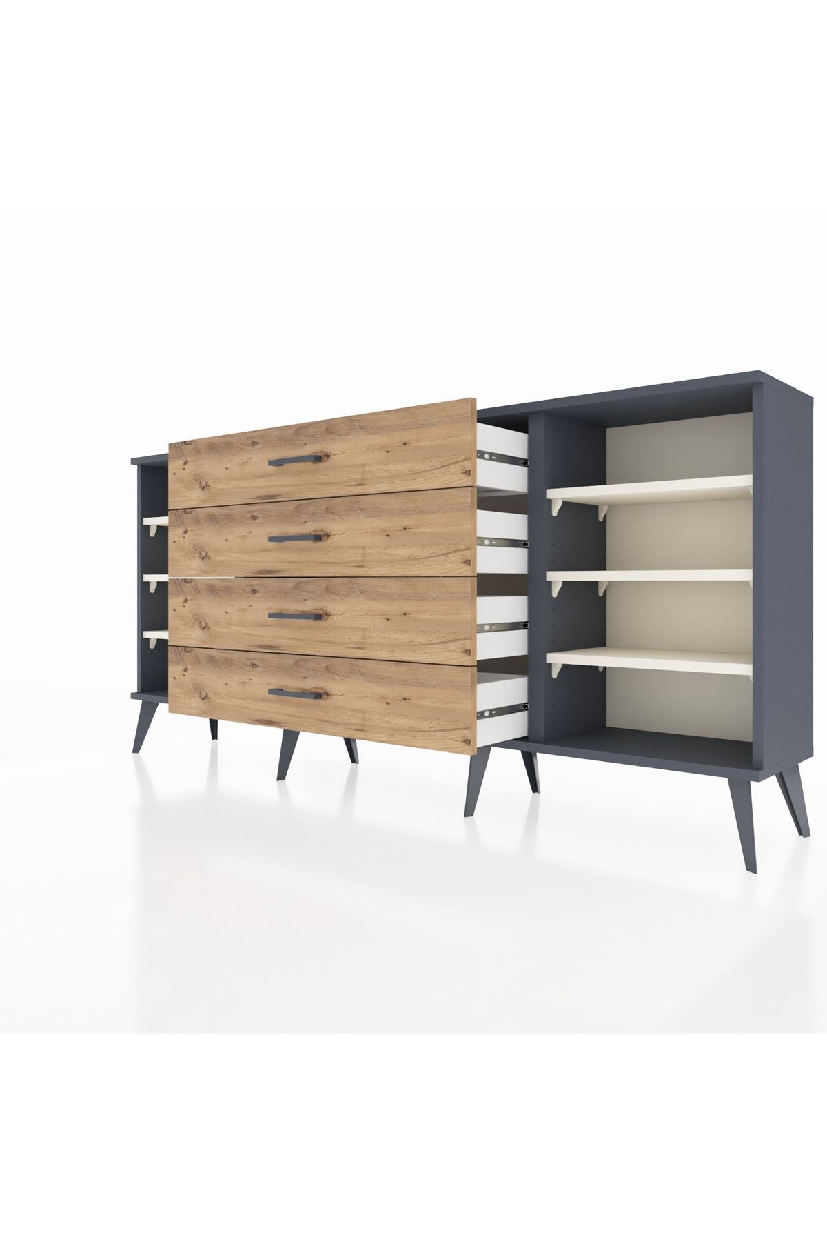 Arges Konsol 6 Raflı 4 Çekmeceli 176x30x83 - S148M027V15A