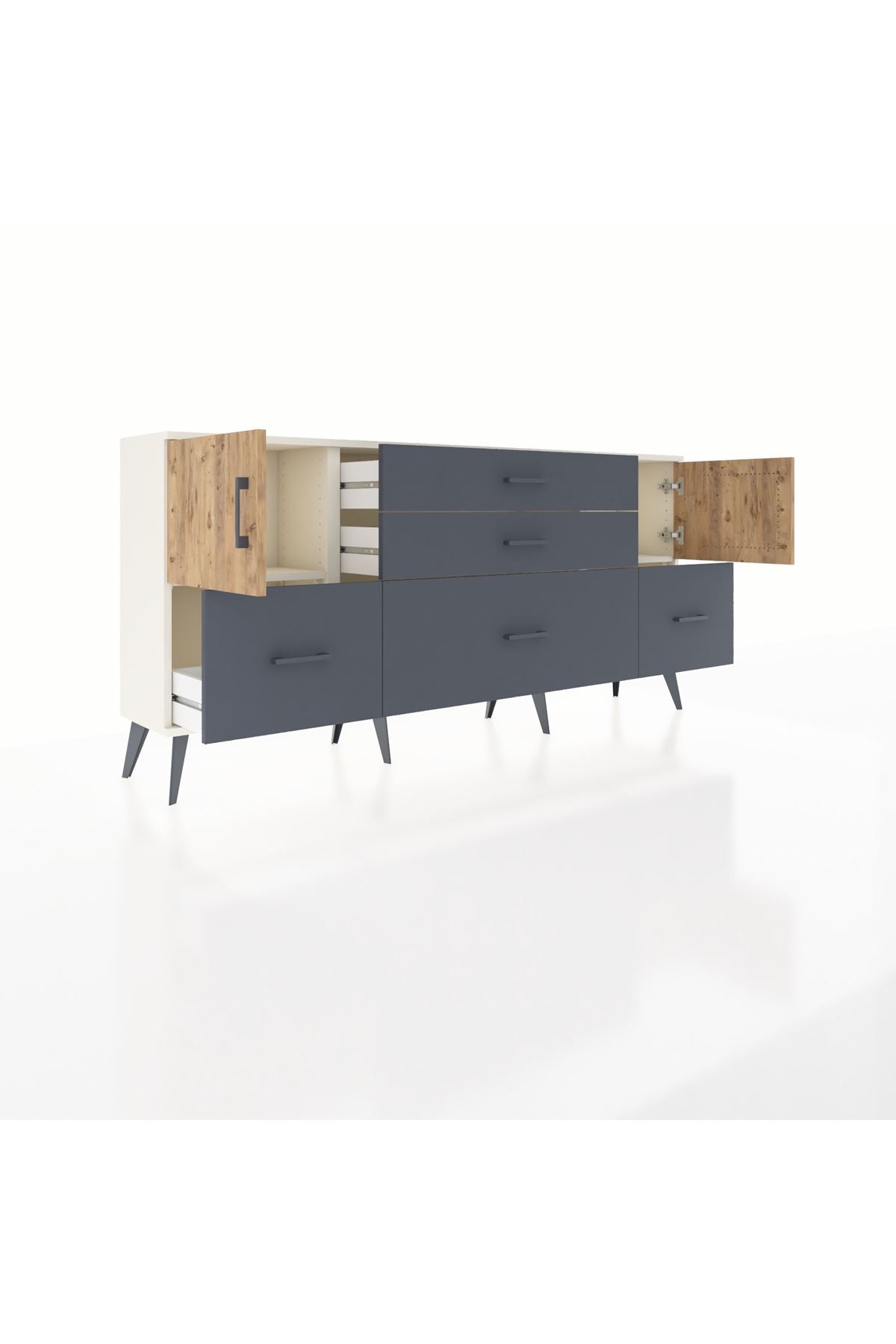 Arges Konsol 2 Raflı 5 Çekmeceli 2 Kapaklı 176x30x83 - S148M029V02A