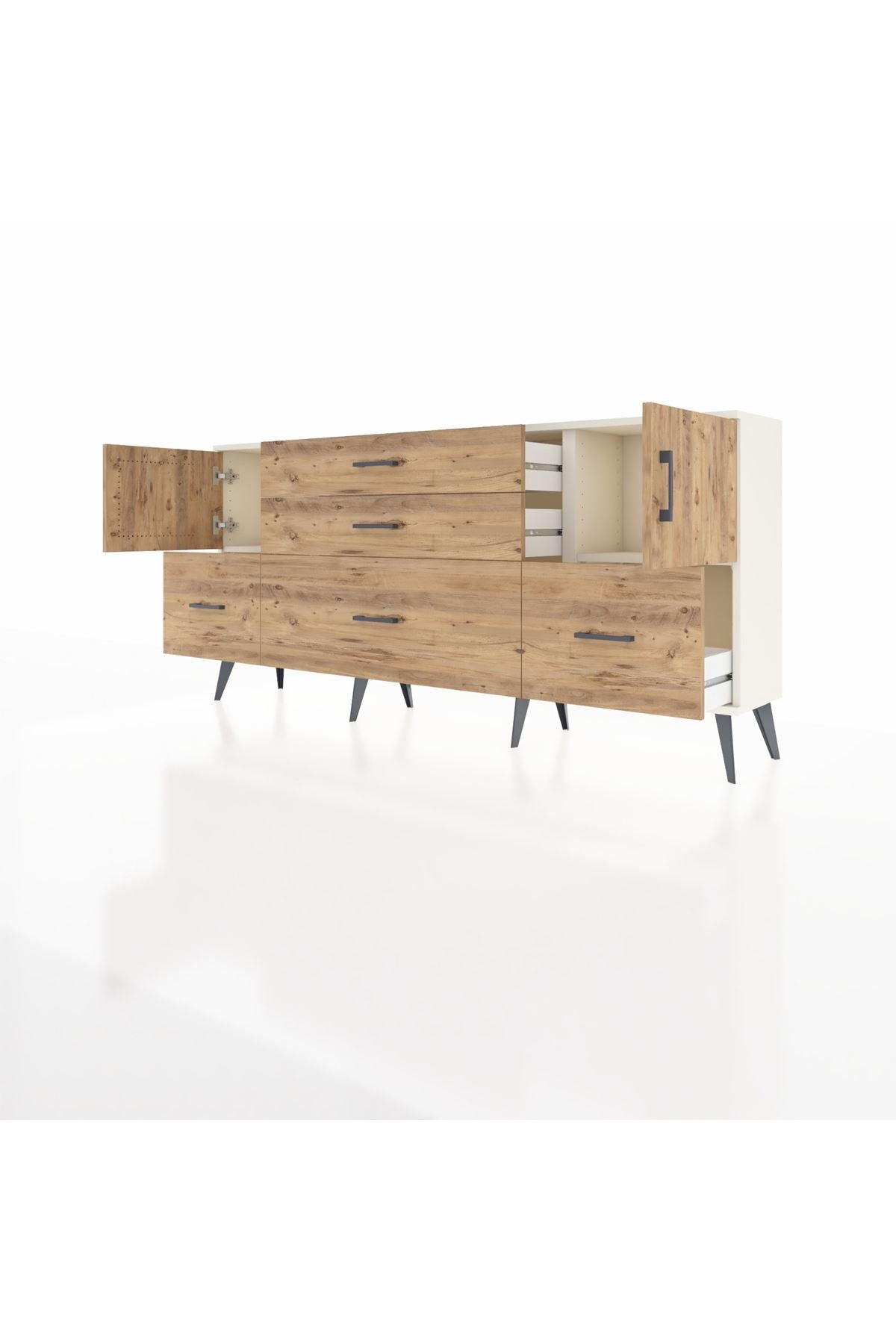 Arges Konsol 2 Raflı 5 Çekmeceli 2 Kapaklı 176x30x83 - S148M029V03A