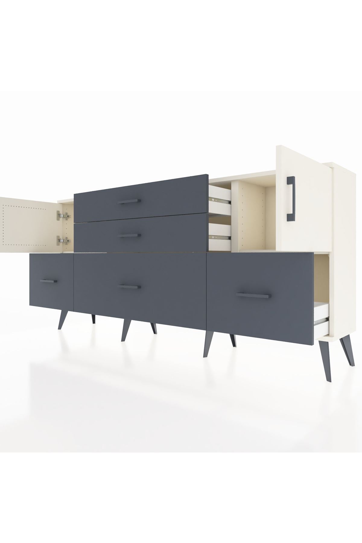 Arges Konsol 2 Raflı 5 Çekmeceli 2 Kapaklı 176x30x83 - S148M029V05A