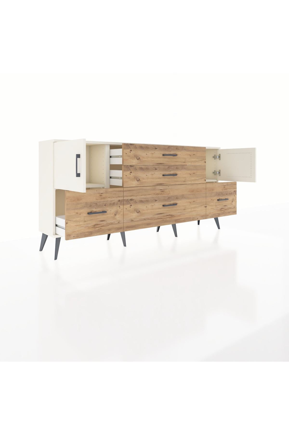 Arges Konsol 2 Raflı 5 Çekmeceli 2 Kapaklı 176x30x83 - S148M029V06A