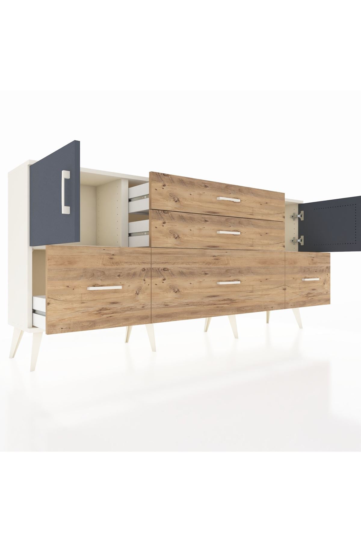 Arges Konsol 2 Raflı 5 Çekmeceli 2 Kapaklı 176x30x83 - S148M029V09A