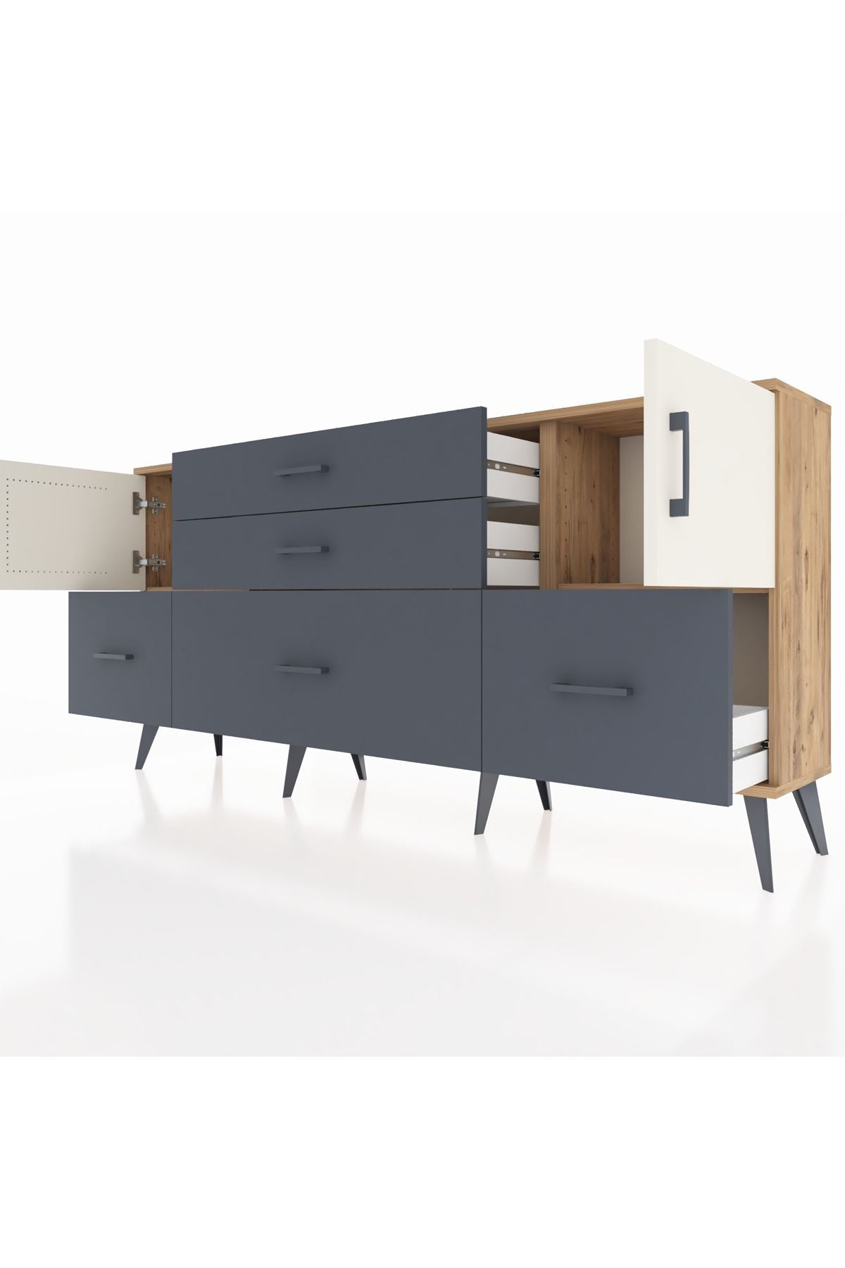 Arges Konsol 2 Raflı 5 Çekmeceli 2 Kapaklı 176x30x83 - S148M029V23A